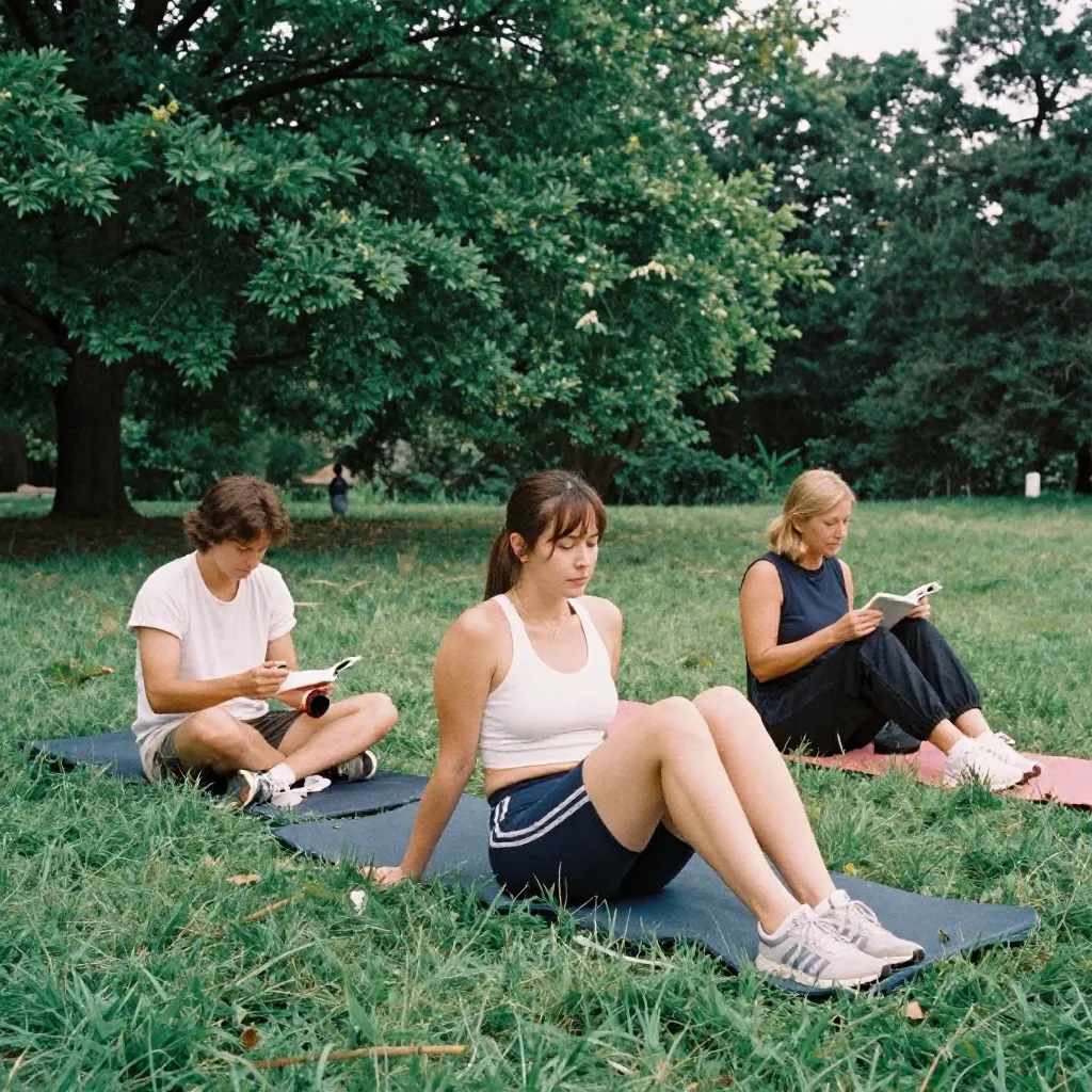 Calm indoor space with soft light on a yoga mat